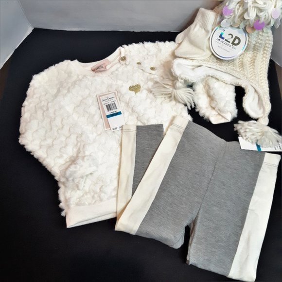 Juicy Couture 24 MONTHS Cozy Legging & Sweater Set + Hat and Gloves Set NWT - Picture 9 of 16